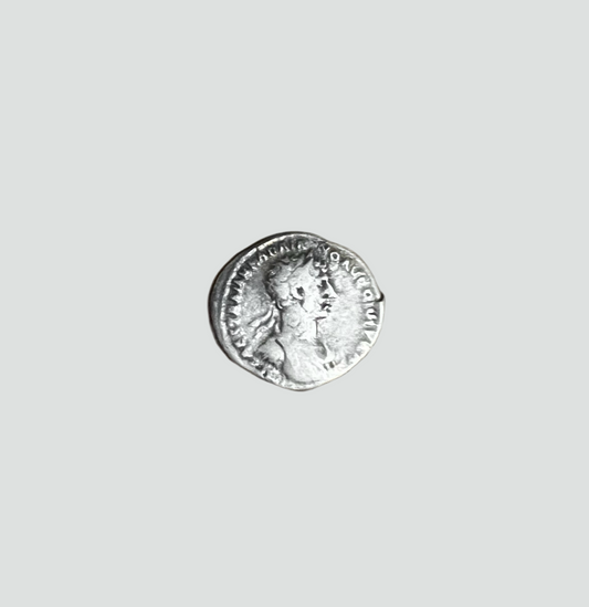 Ancient Roman Silver Denarius of Emperor Hadrian, 117 AD – Justitia Seated