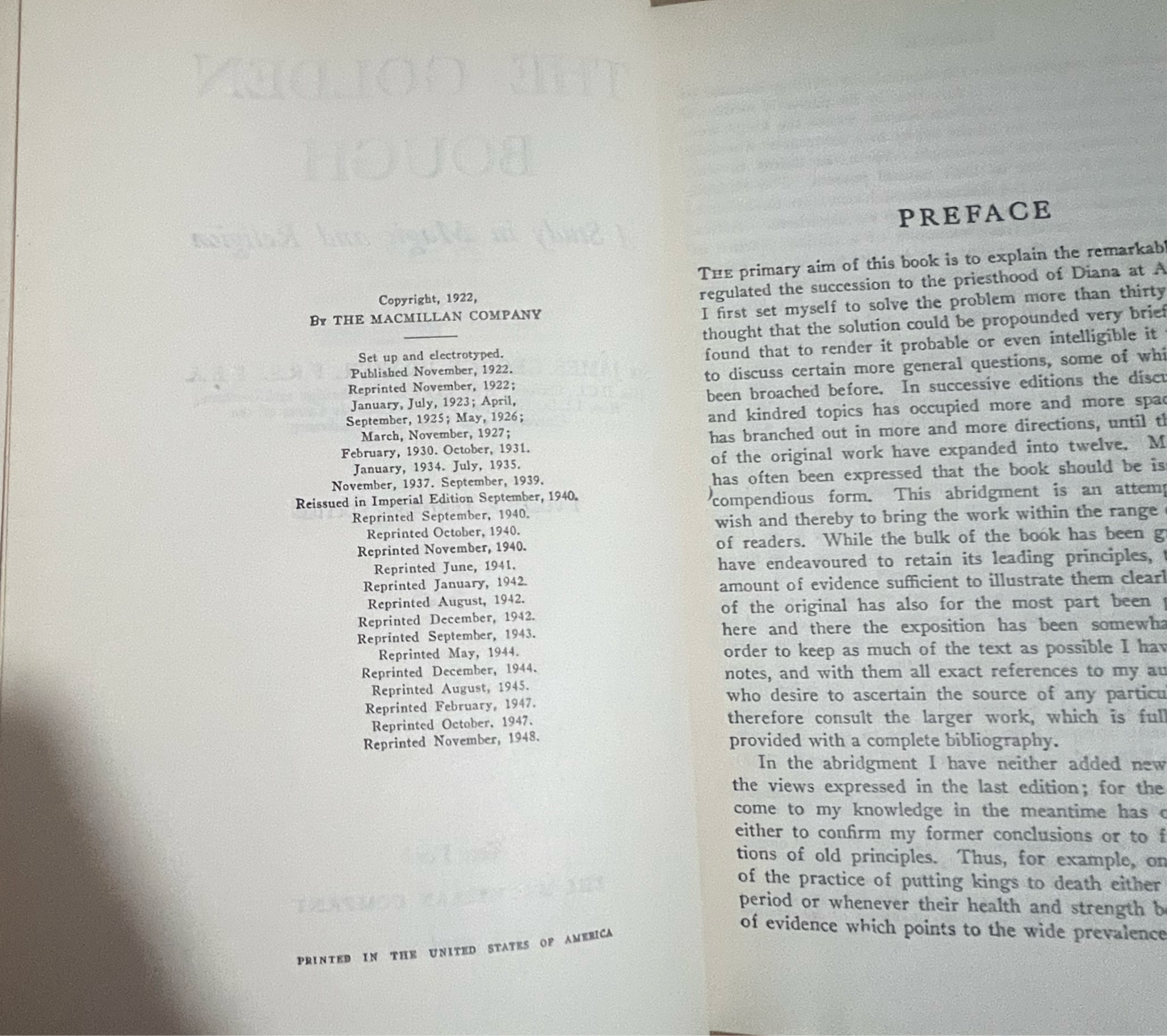 The Golden Bough: A Study in Magic and Religion 1 Volume Abridged Edition by Sir George Frazer Used - VGC; 1948 print, Used